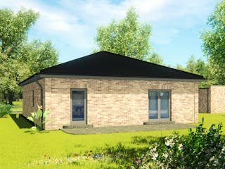 Massivhaus Bungalow 115A von KLINKER HAUS Schlüsselfertig ab 283300€, Bungalow Außenansicht 2