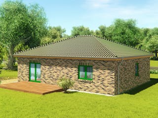 Massivhaus Bungalow 85 von KLINKER HAUS Schlüsselfertig ab 230200€, Bungalow Außenansicht 1