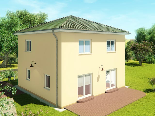 Massivhaus Stadtvilla Florenz 2 von KLINKER HAUS Schlüsselfertig ab 291600€, Stadtvilla Außenansicht 1