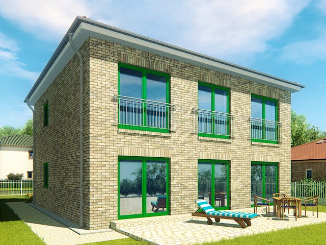 Massivhaus Stadtvilla Florenz 5 von KLINKER HAUS Schlüsselfertig ab 360300€, Stadtvilla Außenansicht 1