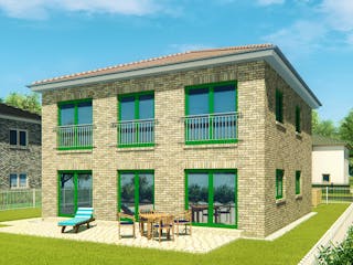 Massivhaus Stadtvilla Florenz 5 von KLINKER HAUS Schlüsselfertig ab 360300€, Stadtvilla Außenansicht 3