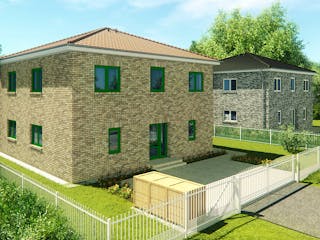 Massivhaus Stadtvilla Florenz 5 von KLINKER HAUS Schlüsselfertig ab 360300€, Stadtvilla Außenansicht 4