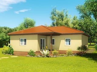 Massivhaus Winkelbungalow 100 von KLINKER HAUS Schlüsselfertig ab 257700€, Bungalow Außenansicht 1