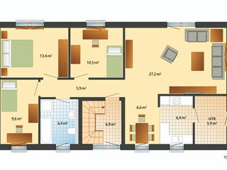 Fertighaus Kopenhagen von Danhaus Deutschland Schlüsselfertig ab 523810€, Satteldach-Klassiker Grundriss 1