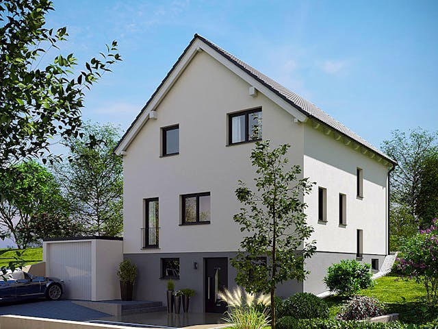 Massivhaus Haus am Hang von Lechner Massivhaus, Satteldach-Klassiker Außenansicht 1