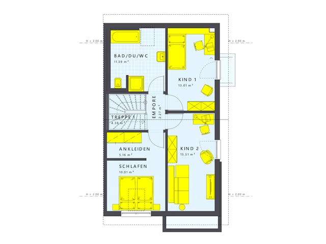 Fertighaus SOLUTION 124 L V3 von Living Fertighaus Schlüsselfertig ab 340206€, Satteldach-Klassiker Grundriss 2