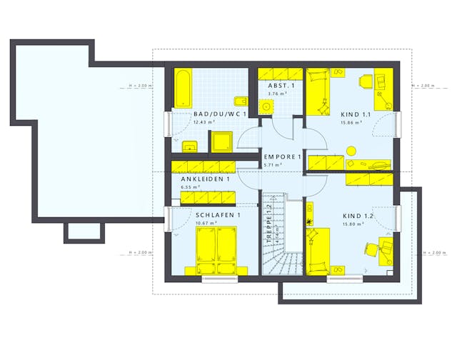 Fertighaus SOLUTION 183 V5 von Living Fertighaus Schlüsselfertig ab 477930€, Satteldach-Klassiker Grundriss 2