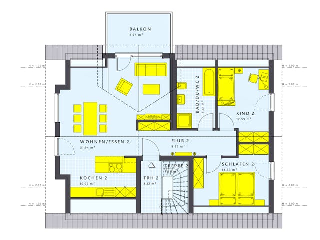 Fertighaus SOLUTION 204 V3 L von Living Fertighaus Schlüsselfertig ab 489984€, Satteldach-Klassiker Grundriss 2