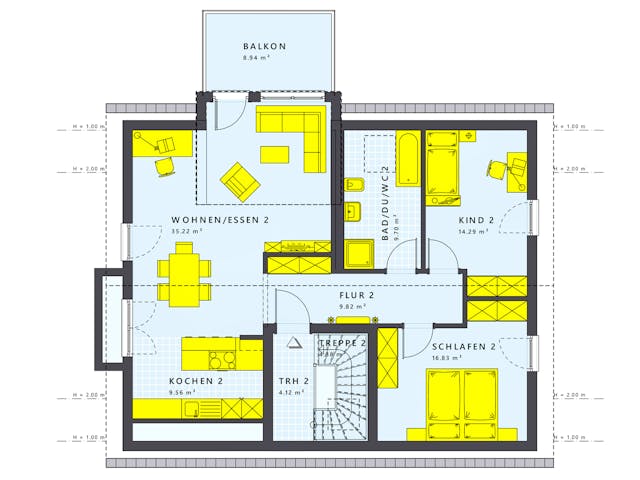 Fertighaus SOLUTION 204 V5 L von Living Fertighaus Schlüsselfertig ab 489357€, Stadtvilla Grundriss 2