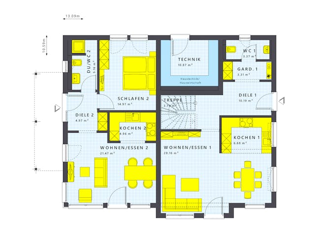 Fertighaus SOLUTION 230 V6 von Living Fertighaus Schlüsselfertig ab 571279€, Stadtvilla Grundriss 1