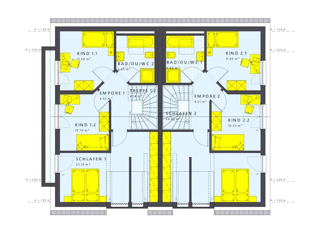 Fertighaus SOLUTION 242 V3 von Living Fertighaus Schlüsselfertig ab 565861€, Satteldach-Klassiker Grundriss 2