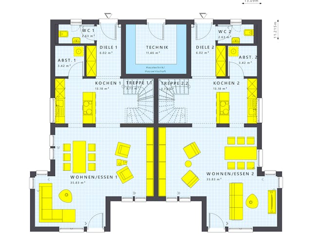 Fertighaus SOLUTION 242 V6 von Living Fertighaus Schlüsselfertig ab 589769€, Stadtvilla Grundriss 1