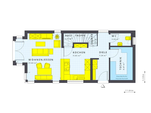 Fertighaus SUNSHINE 107 V3 von Living Fertighaus Schlüsselfertig ab 315258€, Cubushaus Grundriss 1