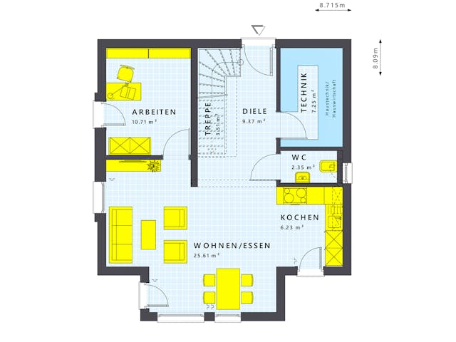 Fertighaus SUNSHINE 113 V5 von Living Fertighaus Schlüsselfertig ab 296744€, Satteldach-Klassiker Innenansicht 1