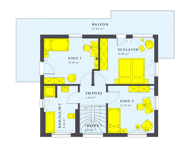 Fertighaus SUNSHINE 125 V7 von Living Fertighaus Schlüsselfertig ab 330436€, Cubushaus Grundriss 2