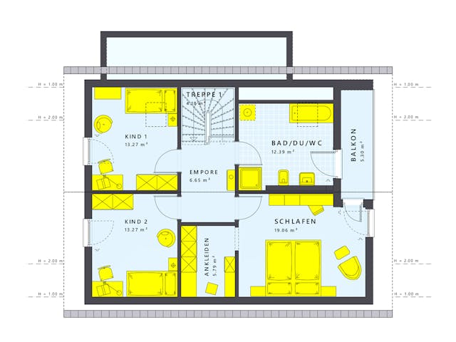 Fertighaus SUNSHINE 143 V2 von Living Fertighaus Schlüsselfertig ab 324068€, Satteldach-Klassiker Grundriss 2