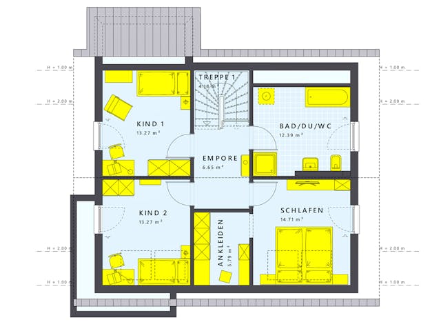 Fertighaus SUNSHINE 143 V3 von Living Fertighaus Schlüsselfertig ab 325265€, Satteldach-Klassiker Grundriss 2