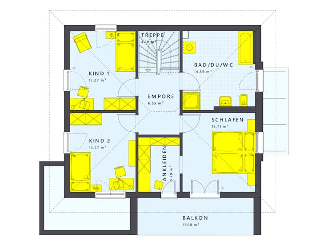 Fertighaus SUNSHINE 143 V6 von Living Fertighaus Schlüsselfertig ab 352245€, Stadtvilla Grundriss 2