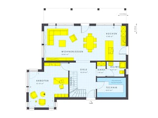 Fertighaus SUNSHINE 165 V7 von Living Fertighaus Schlüsselfertig ab 392077€, Cubushaus Grundriss 1