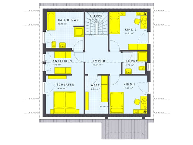 Fertighaus SUNSHINE 167 V2 von Living Fertighaus Schlüsselfertig ab 369050€, Satteldach-Klassiker Grundriss 2