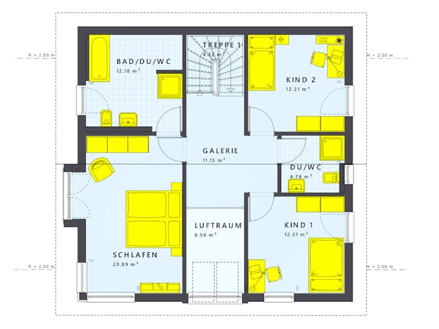 Fertighaus SUNSHINE 167 V4 von Living Fertighaus Schlüsselfertig ab 364651€, Satteldach-Klassiker Innenansicht 2