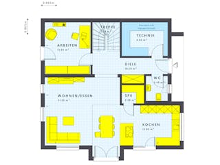 Fertighaus SUNSHINE 167 V7 von Living Fertighaus Schlüsselfertig ab 467511€, Cubushaus Innenansicht 1