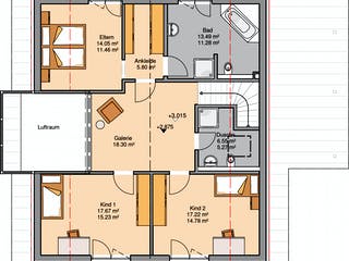Massivhaus Familienhaus Luce von Kern-Haus Schlüsselfertig ab 613900€, Satteldach-Klassiker Grundriss 2