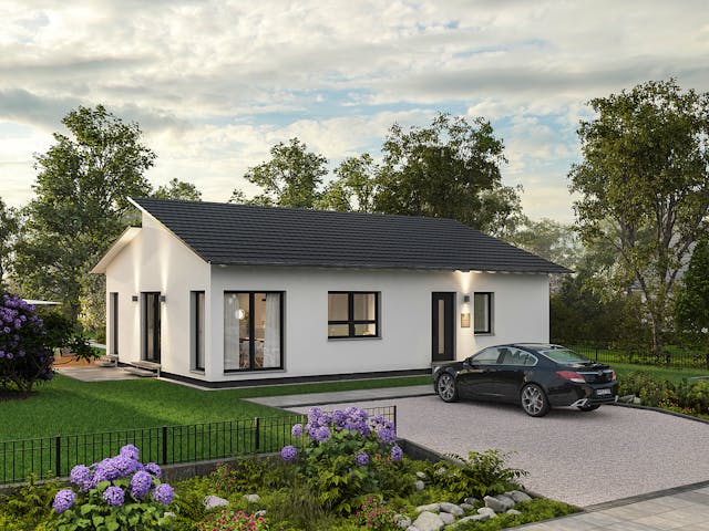 Fertighaus ComfortStyle 10.01 P von massa haus Ausbauhaus ab 140999€, Bungalow Außenansicht 1 Fertighaus ComfortStyle 10.01 P von massa haus Ausbauhaus ab 140999€, Bungalow Außenansicht 1