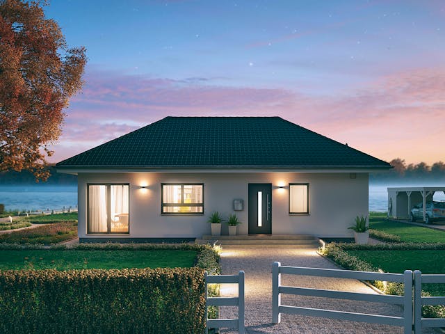 Fertighaus ComfortStyle 10.01 W von massa haus Ausbauhaus ab 134999€, Bungalow Außenansicht 1 Fertighaus ComfortStyle 10.01 W von massa haus Ausbauhaus ab 134999€, Bungalow Außenansicht 1