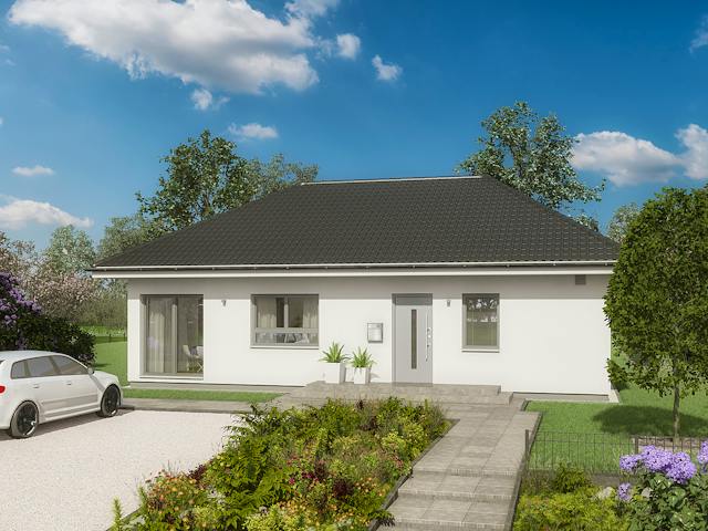 Fertighaus ComfortStyle 10.01 W von massa haus Ausbauhaus ab 134999€, Bungalow Außenansicht 3