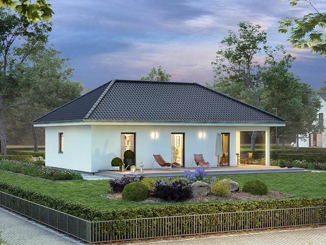 Fertighaus ComfortStyle 10.02 W von massa haus Ausbauhaus ab 139999€, Bungalow Außenansicht 2