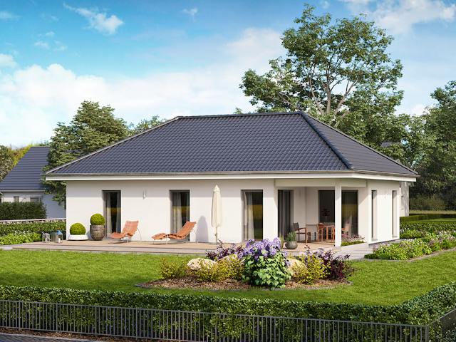 Fertighaus ComfortStyle 10.02 W von massa haus Ausbauhaus ab 139999€, Bungalow Außenansicht 4