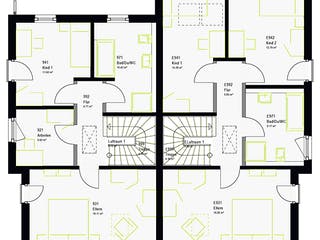 Fertighaus FamilyStyle 24.01 S von massa haus Ausbauhaus ab 208999€, Satteldach-Klassiker Grundriss 2