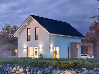 Fertighaus LifeStyle 12.01 S von massa haus Ausbauhaus ab 129999€, Satteldach-Klassiker Außenansicht 4