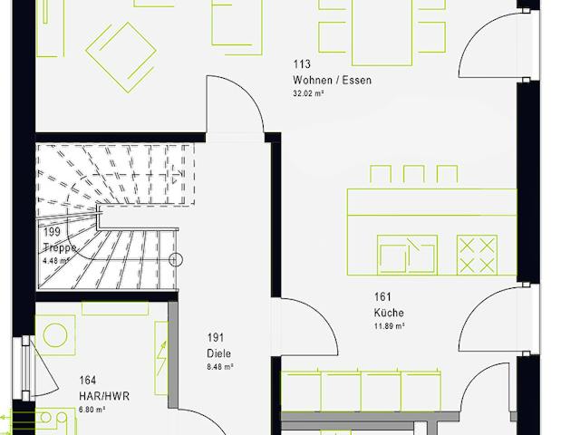 Fertighaus LifeStyle 13.07 S von massa haus Ausbauhaus ab 130999€, Satteldach-Klassiker Grundriss 1