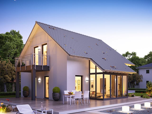 Fertighaus LifeStyle 14.04 S von massa haus Ausbauhaus ab 134999€, Satteldach-Klassiker Außenansicht 4