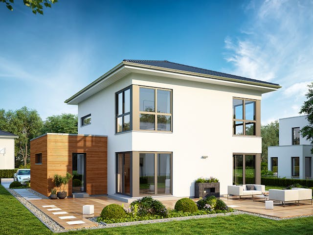 Fertighaus LifeStyle 14.04 W von massa haus Ausbauhaus ab 156999€, Stadtvilla Außenansicht 1 Fertighaus LifeStyle 14.04 W von massa haus Ausbauhaus ab 156999€, Stadtvilla Außenansicht 1