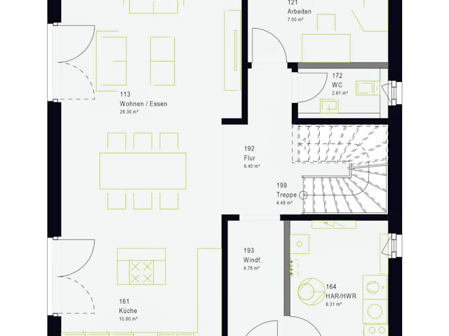 Fertighaus LifeStyle 14.04 W von massa haus Ausbauhaus ab 156999€, Stadtvilla Grundriss 1