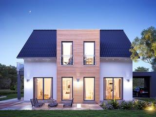 Fertighaus LifeStyle 16.02 S von massa haus Ausbauhaus ab 146999€, Satteldach-Klassiker Außenansicht 3