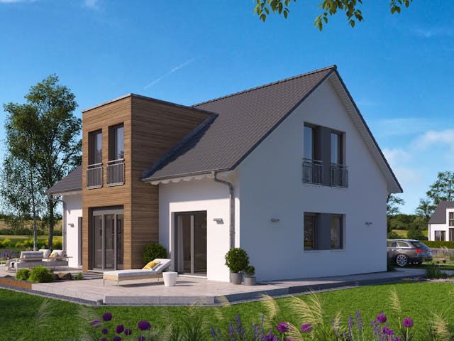 Fertighaus LifeStyle 18.02 S von massa haus Ausbauhaus ab 154999€, Satteldach-Klassiker Außenansicht 1 Fertighaus LifeStyle 18.02 S von massa haus Ausbauhaus ab 154999€, Satteldach-Klassiker Außenansicht 1