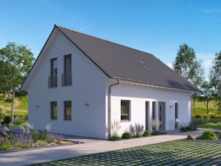 Fertighaus LifeStyle 18.02 S von massa haus Ausbauhaus ab 154999€, Satteldach-Klassiker Außenansicht 2