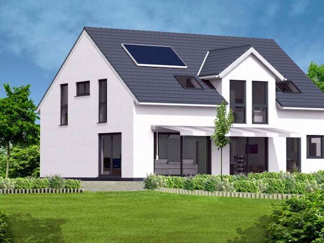 Massivhaus Einfamilienhaus Emilia von Massive Wohnbau, Satteldach-Klassiker Außenansicht 1