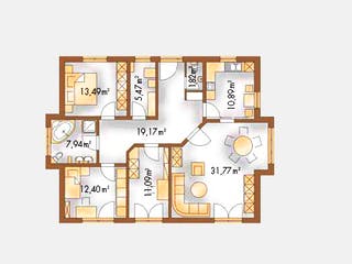 Massivhaus Mediterran 114 von Wagener Systemhausbau Schlüsselfertig ab 249000€, Bungalow Grundriss 1