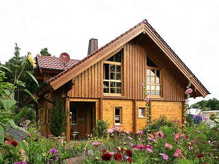 Blockhaus Mehlingen von Rems-Murr-Holzhaus Ausbauhaus ab 309476€, Satteldach-Klassiker Außenansicht 1