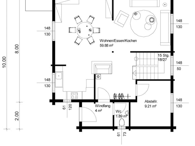 Blockhaus Mehlingen von Rems-Murr-Holzhaus Schlüsselfertig ab 509000€, Satteldach-Klassiker Grundriss 1