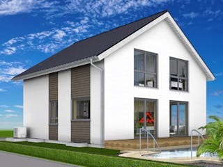 Massivhaus Trendhaus 135 und  Keller mit LIAPLAN gebaut von Mein Haus Bausysteme, Satteldach-Klassiker Außenansicht 1