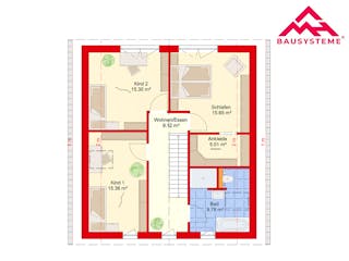 Massivhaus Trendhaus 135 und  Keller mit LIAPLAN gebaut von Mein Haus Bausysteme, Satteldach-Klassiker Grundriss 2