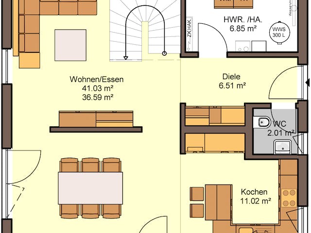 Fertighaus Mentano von Büdenbender Hausbau, Satteldach-Klassiker Grundriss 1