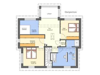 Massivhaus Attraktives Haus mit versetztem Pultdach von RheinMassiv Massivhäuser, Pultdachhaus Grundriss 2
