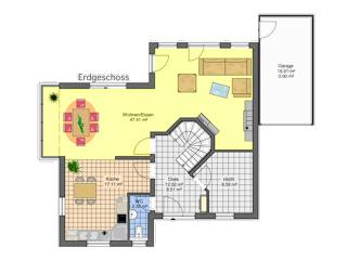 Massivhaus Traumhaftes Wohnen von RheinMassiv Massivhäuser, Pultdachhaus Grundriss 1